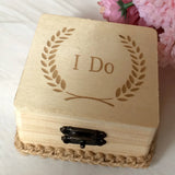 Wheat Square Wooden Ring Bearer Box Rustic Wedding