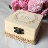 Wheat Square Wooden Ring Bearer Box Rustic Wedding