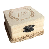 Wheat Square Wooden Ring Bearer Box Rustic Wedding