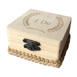 Wheat Square Wooden Ring Bearer Box Rustic Wedding