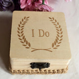 Wheat Square Wooden Ring Bearer Box Rustic Wedding