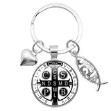 I LOVE JESUS Glass Peach Heart Parts Handcraft Key Chain