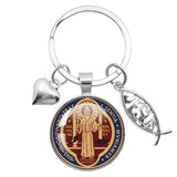 I LOVE JESUS Glass Peach Heart Parts Handcraft Key Chain