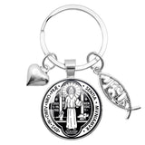 I LOVE JESUS Glass Peach Heart Parts Handcraft Key Chain