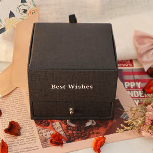 Romantic Heart Rose Necklace Ring Jewelry Box