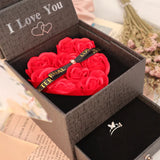 Romantic Heart Rose Necklace Ring Jewelry Box