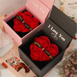 Romantic Heart Rose Necklace Ring Jewelry Box