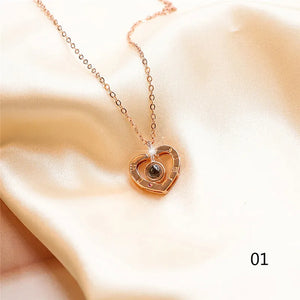 I Love You In 100 Languages Romantic Pendant Necklace Gift Memory Valentine