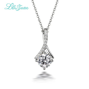 I&Zuan 925 Sterling Silver Pendant Necklace For Women 1.4ct Clear Stone Jewelry