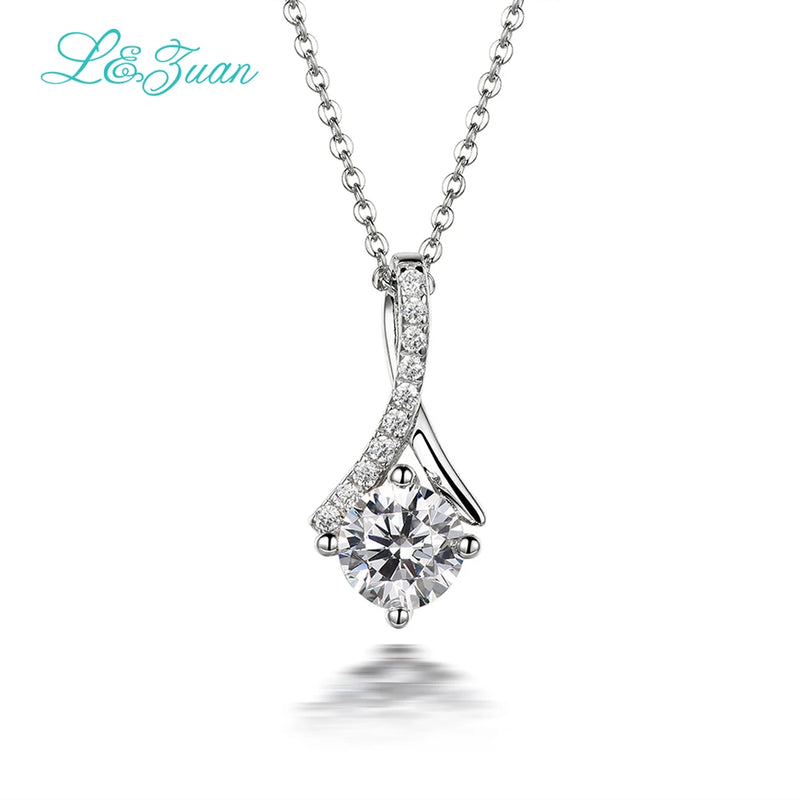 I&Zuan 925 Sterling Silver Pendant Necklace For Women 1.4ct Clear Stone Jewelry