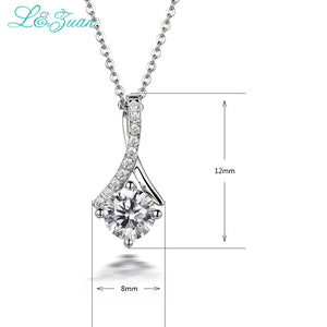 I&Zuan 925 Sterling Silver Pendant Necklace For Women 1.4ct Clear Stone Jewelry