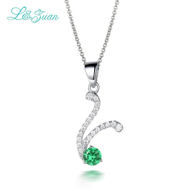 I&Zuan 925 Silver Gemstone Pendant Letter Necklace Choker