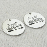 Walk by Faith Charm, Engraved pendant, Boho Jewelry, DIY Making Jewelry