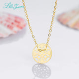 Round Decorative Pattern Pendant Yellow Plated Pendant Women Necklace