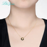 925 Silver Round Pendant Necklace Plated Yellow Gold for Women