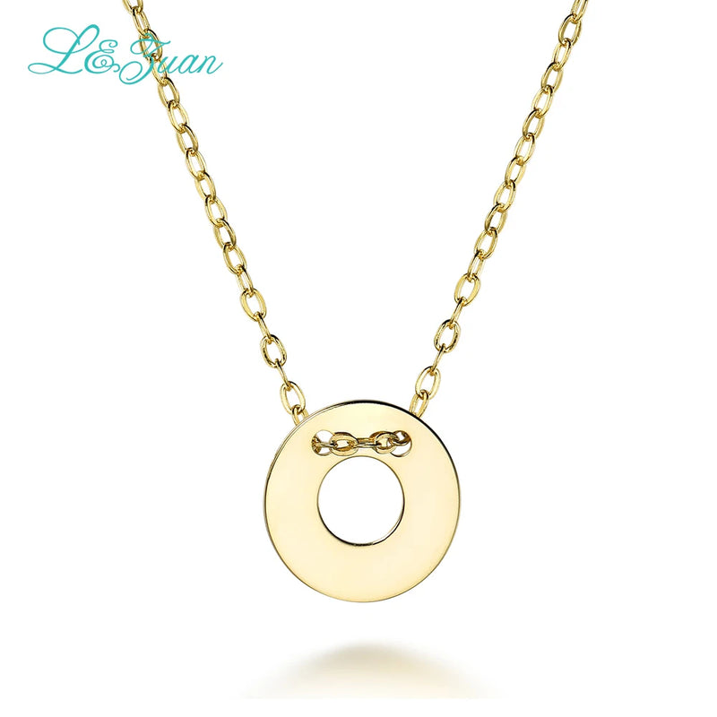 925 Silver Round Pendant Necklace Plated Yellow Gold for Women