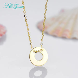 925 Silver Round Pendant Necklace Plated Yellow Gold for Women