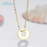 925 Silver Round Pendant Necklace Plated Yellow Gold for Women