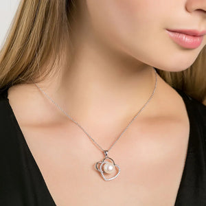 I&zuan 925 Sterling Freshwater Double Heart Pendant Choker Necklace