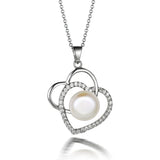 I&zuan 925 Sterling Freshwater Double Heart Pendant Choker Necklace
