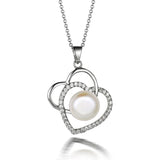I&zuan 925 Sterling Freshwater Double Heart Pendant Choker Necklace