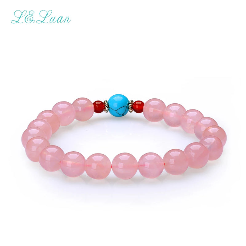 I&zuan Pink Charm Bracelets 8mm Rose Quartz Round Bangles 086