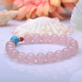 I&zuan Pink Charm Bracelets 8mm Rose Quartz Round Bangles 086