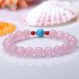 I&zuan Pink Charm Bracelets 8mm Rose Quartz Round Bangles 086