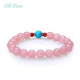 I&zuan Pink Charm Bracelets 8mm Rose Quartz Round Bangles 086
