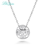 I&zuan 925 Sterling Silver Round Decorative Pattern Pendant Necklace for Women