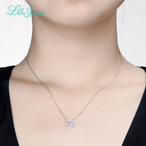I&zuan 925 Sterling Silver Round Decorative Pattern Pendant Necklace for Women