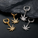 925 Silver Maple Leaf Earrings Ice CZ Unisex Gift