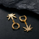 925 Silver Maple Leaf Earrings Ice CZ Unisex Gift