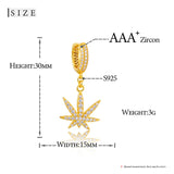 925 Silver Maple Leaf Earrings Ice CZ Unisex Gift