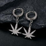 925 Silver Maple Leaf Earrings Ice CZ Unisex Gift