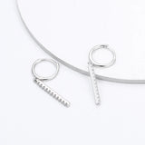 925 Silver Long Drop Earrings Crystal Women Jewelry Party
