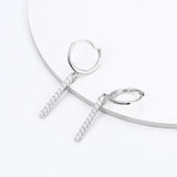 925 Silver Long Drop Earrings Crystal Women Jewelry Party