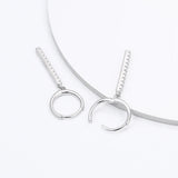 925 Silver Long Drop Earrings Crystal Women Jewelry Party
