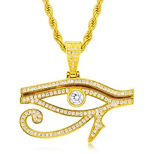 Eye of Horus Pendant Necklace with Cubic Zirconia