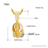 Microphone Headset Pendant Necklace Iced Out AAA+ Cubic Zircon Pendant