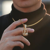 Microphone Headset Pendant Necklace Iced Out AAA+ Cubic Zircon Pendant