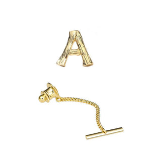 High Brass Metal Letter Tie Tack Men's Shirt Jewelry Tie Pin Gift