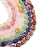15pcs 10x14mm Carved Gemstone Water Drop Leaves Beads for DIY Jewelry