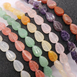 15pcs 10x14mm Carved Gemstone Water Drop Leaves Beads for DIY Jewelry