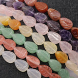 15pcs 10x14mm Carved Gemstone Water Drop Leaves Beads for DIY Jewelry