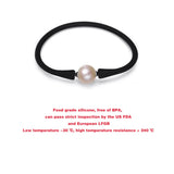 Natural 11-12mm Freshwater Pearl Silicone Bracelet 190mm