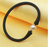 Natural 11-12mm Freshwater Pearl Silicone Bracelet 190mm
