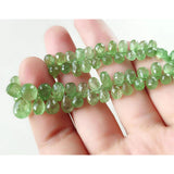2pcs Natural Tsavorite Perforated Drop Faceted Beads 3x5mm-8x11mm