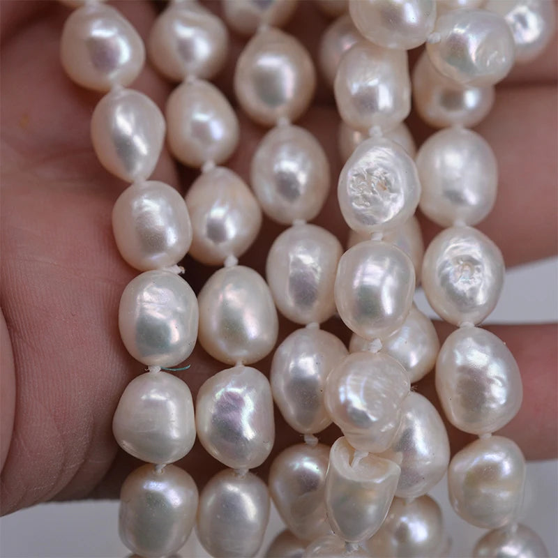 60in Natural Freshwater Pearl 9x12mm Baroque Beads Necklace