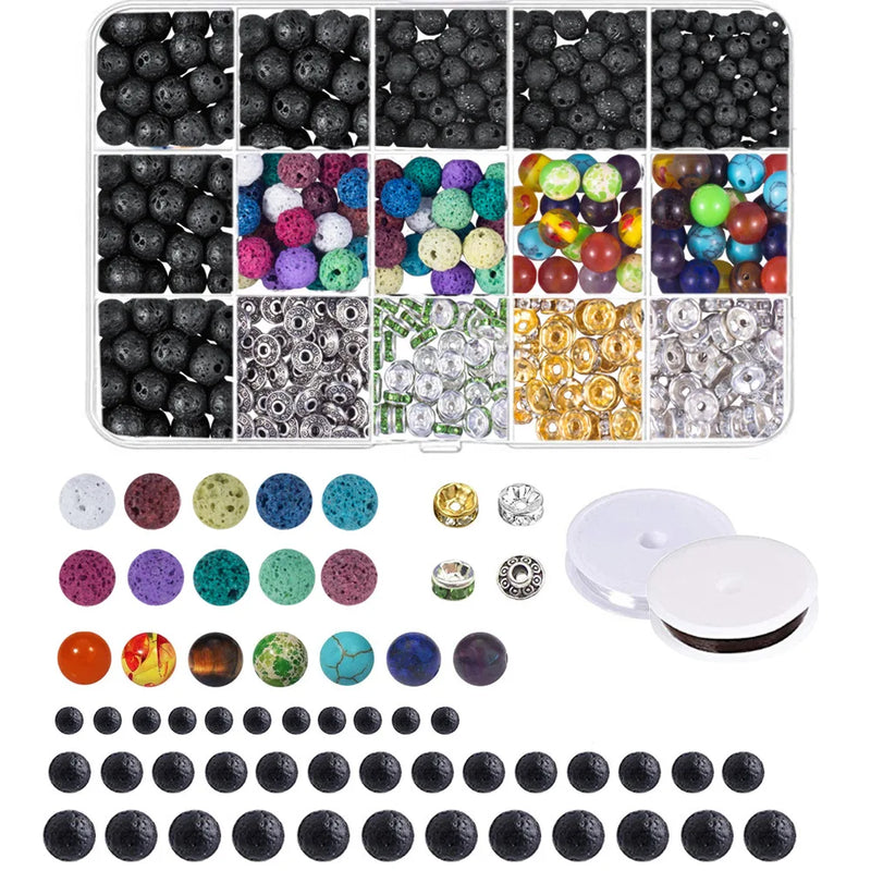 8mm Volcanic Stone Chakra Beads Natural Stone Boxed Beaded Jewelry